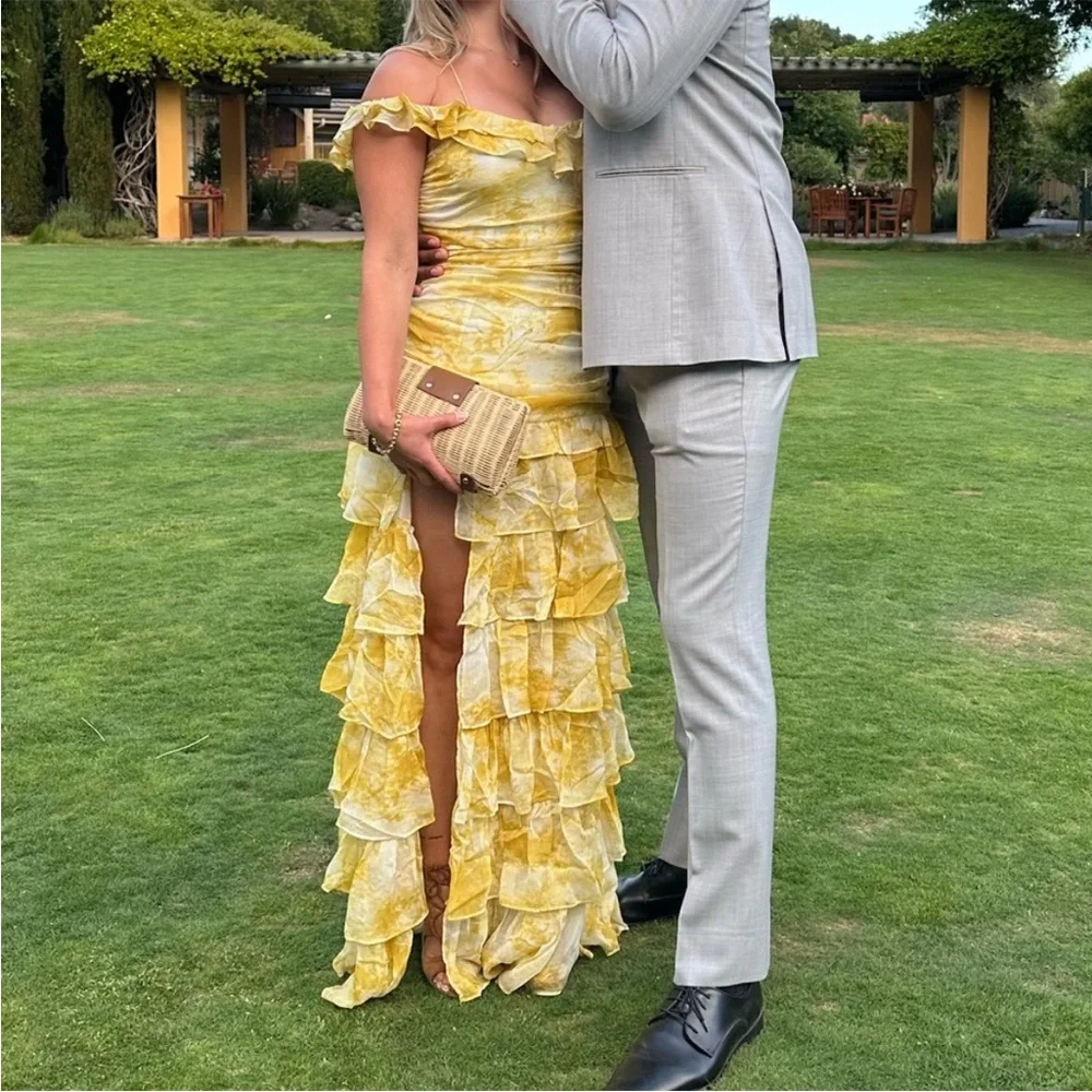 REVOLVE Yellow Tiered Ruffle Maxi Dress - Picture 4 of 10